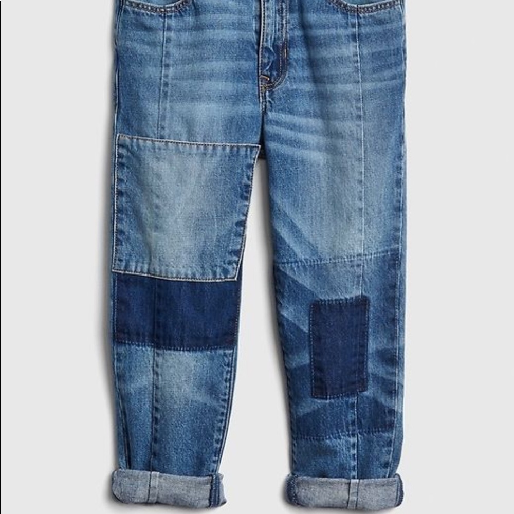 KIDS NWT Gap high rise patchwork Girlfriend jeans size 10